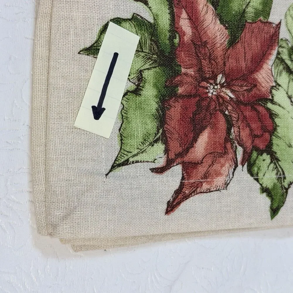 6 Pottery Barn Poinsettia Linen Blend Napkins